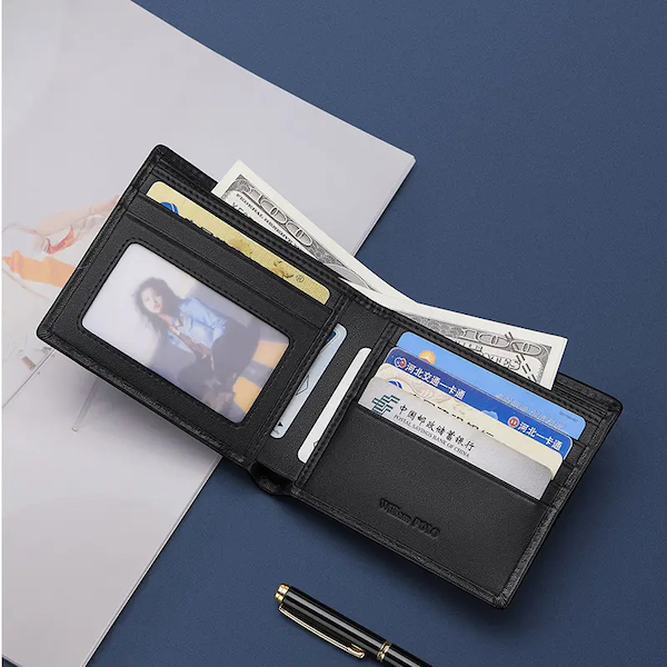 WILLIAMPOLO Luxury Retro Unique Soft Leather Black Short Wallets