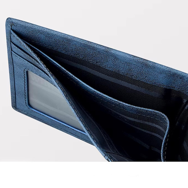 WILLIAMPOLO Trendy & Luxury Exquisite Soft Touch Cowhide Leather Blue Short Wallets