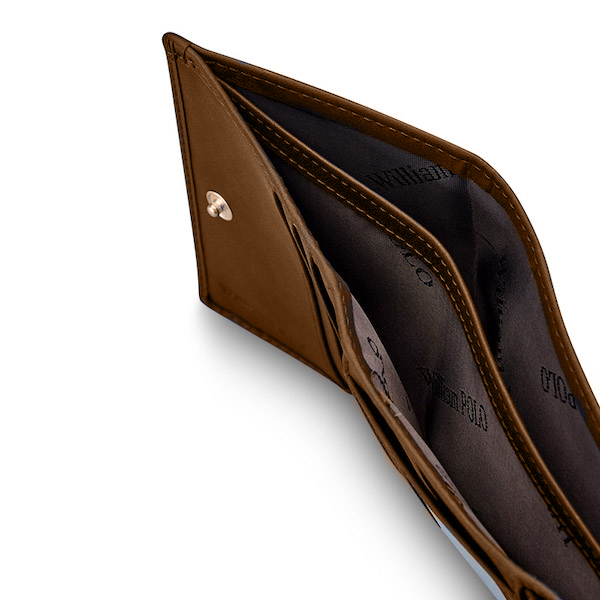 WILLIAMPOLO Luxury Retro Exquisite Casual Leather Khaki Short Wallets